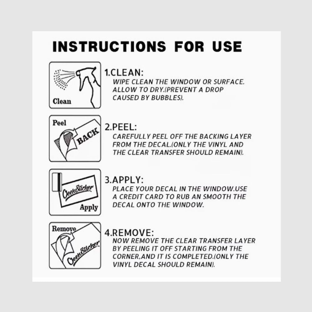 Instructions on how to apply stickers.