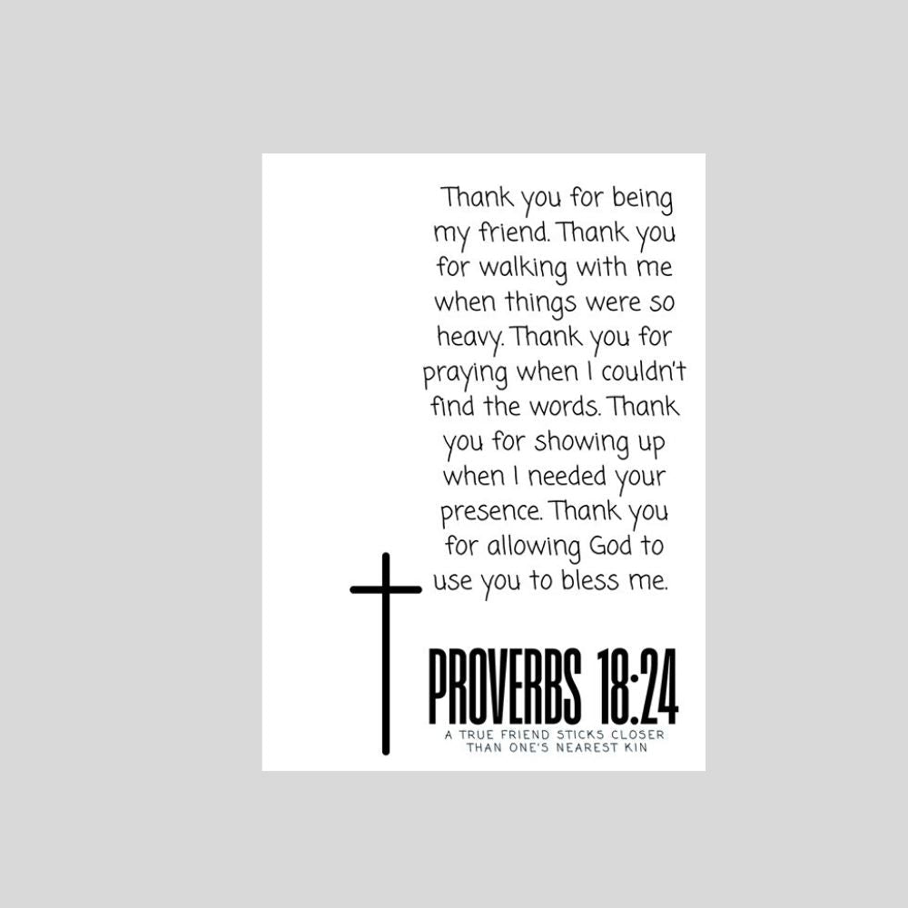A True Friend Sticks Closer - Christian Friendship Thank You Card - What She Said Creatives