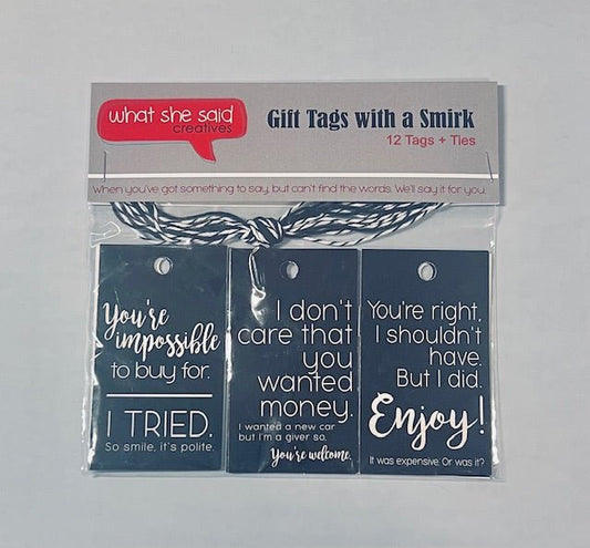 Charcoal Gift tags - What She Said Creatives