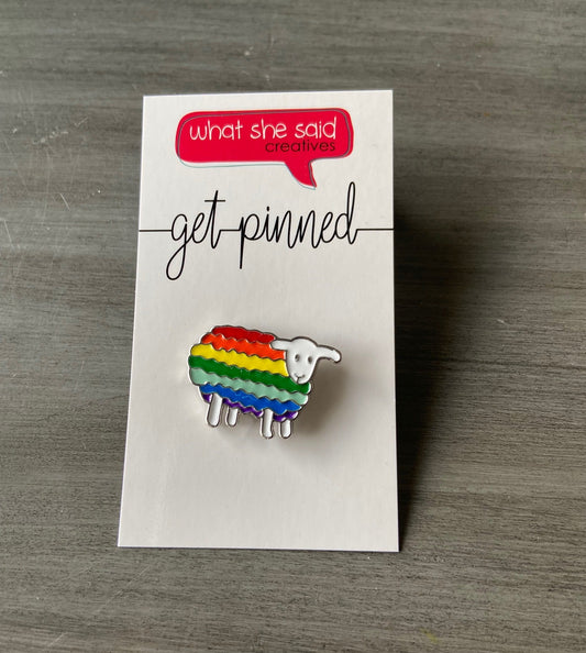 Rainbow Sheep Pin - What She Said Creatives
