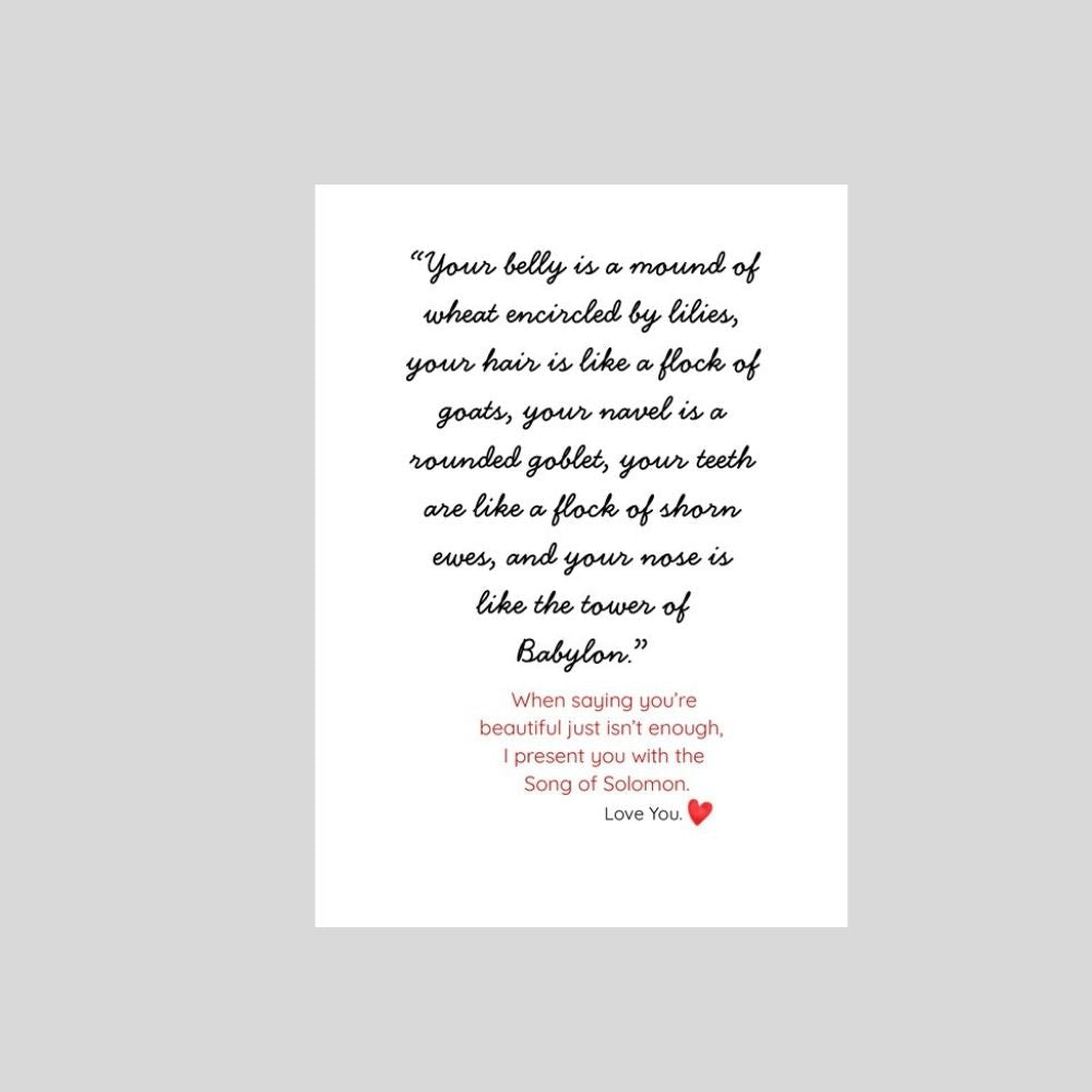 Song of Solomon Compliments - Funny Christian Love Card - What She Said Creatives