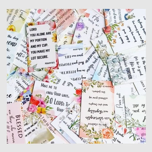 Bible verses written on cards to keep you inspired for 30 days.