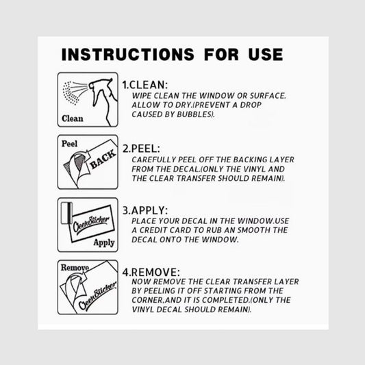 Instructions on how to apply stickers.