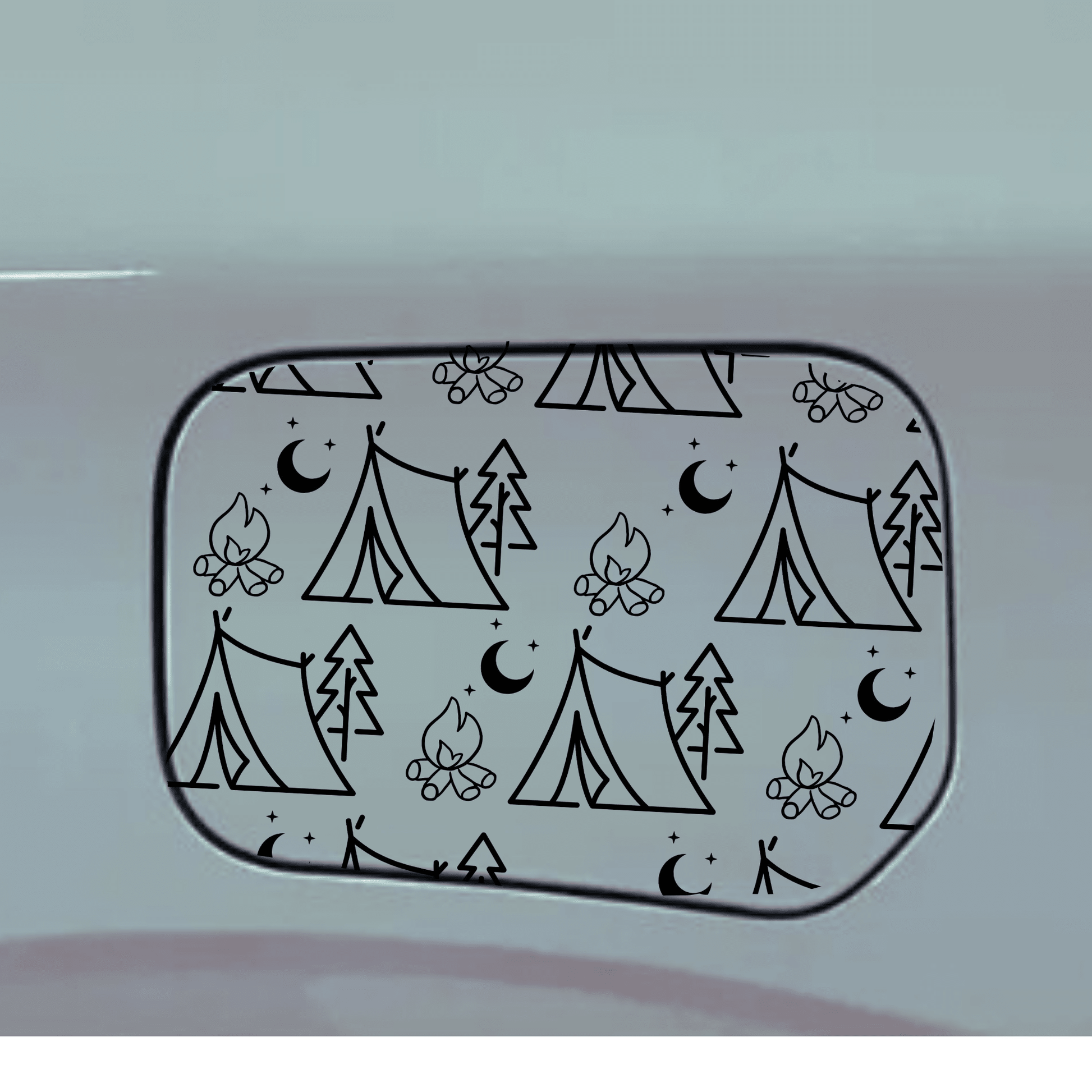camping gas tank door car decal vinyl fuel door decal outdoor camping design applied to vehicle exterior