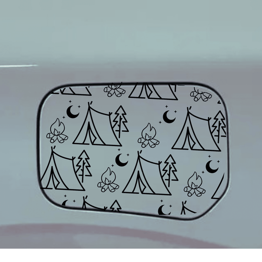camping gas tank door car decal vinyl fuel door decal outdoor camping design applied to vehicle exterior