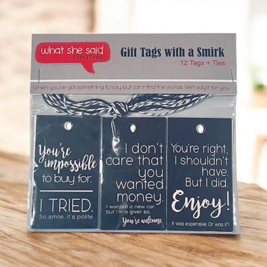 Charcoal Gift tags - What She Said Creatives