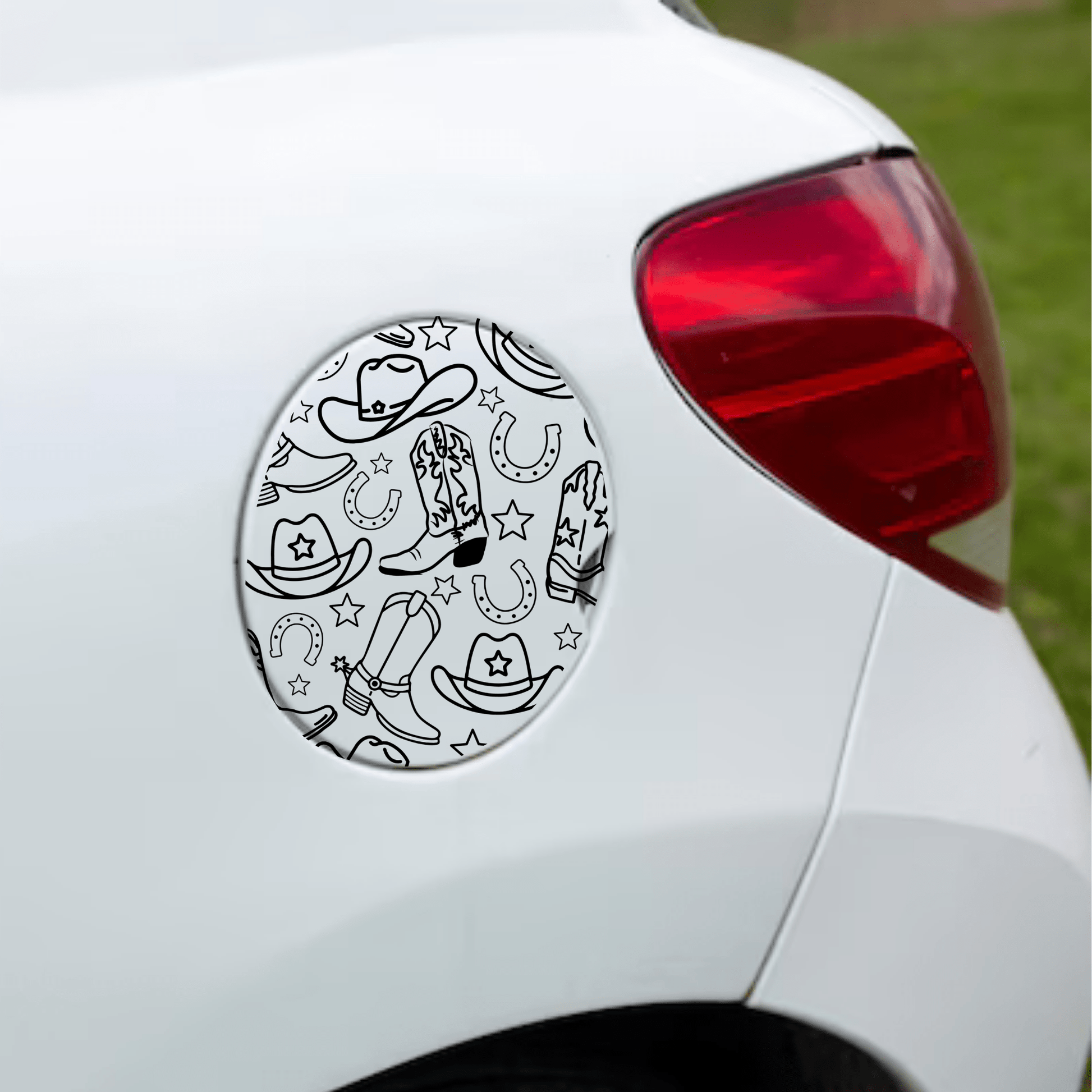 Western gas tank door car decal vinyl fuel door decal applied to vehicle exterior