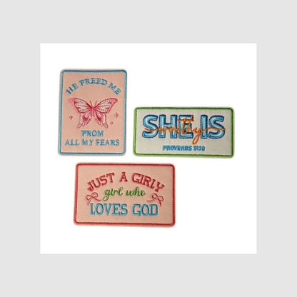 Christian Girl Iron-On Patch Set | Set of 3 Faith Patches - What She Said Creatives