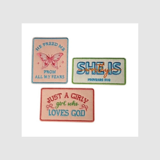 Christian Girl Iron-On Patch Set | Set of 3 Faith Patches - What She Said Creatives