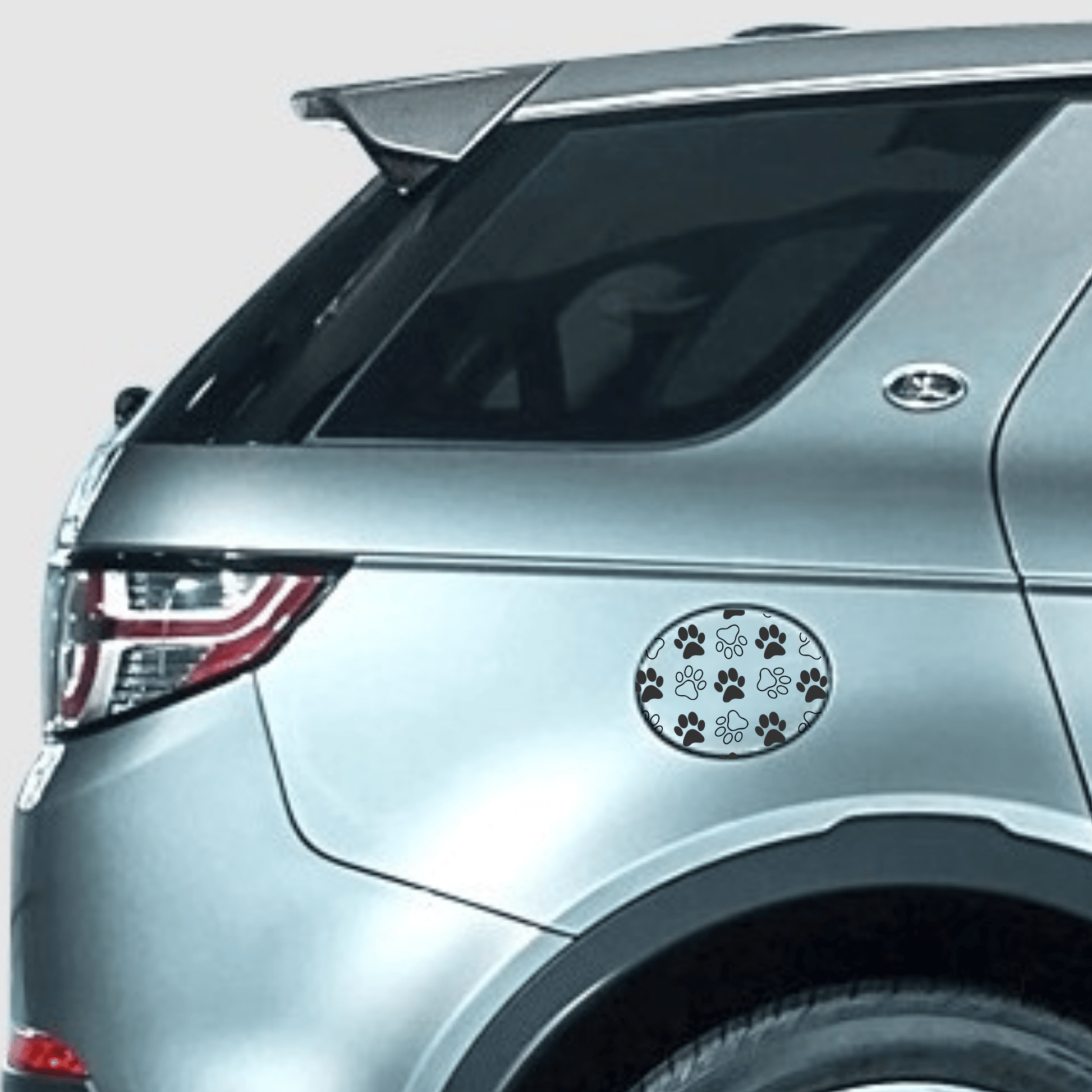 dog prints gas tank door car decal vinyl fuel door decal paw print pattern applied to vehicle exterior