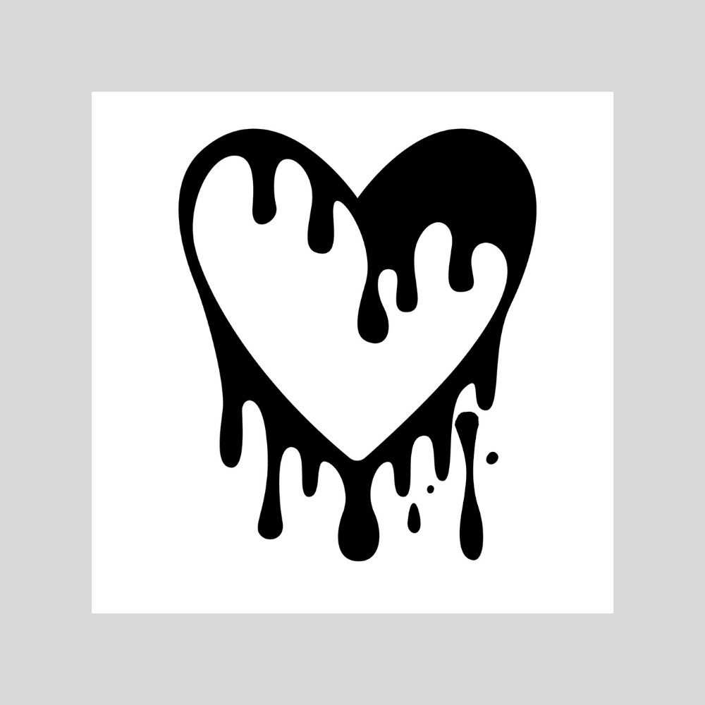 drippy heart gas tank door car decal vinyl fuel door decal dripping heart design