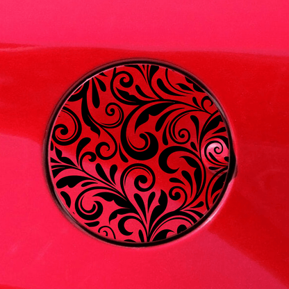 filigree gas tank door car decal vinyl fuel door decal ornate decorative pattern applied to vehicle exterior