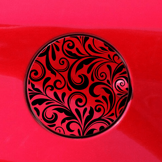 filigree gas tank door car decal vinyl fuel door decal ornate decorative pattern applied to vehicle exterior