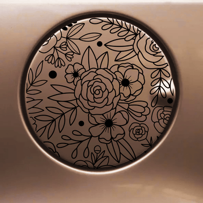 flowery gas tank door car decal vinyl fuel door decal floral pattern design applied to vehicle exterior