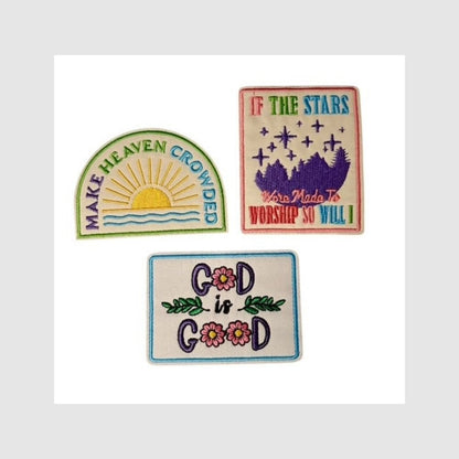 God Is Good Christian Iron-On Patch Set | Set of 3 - What She Said Creatives