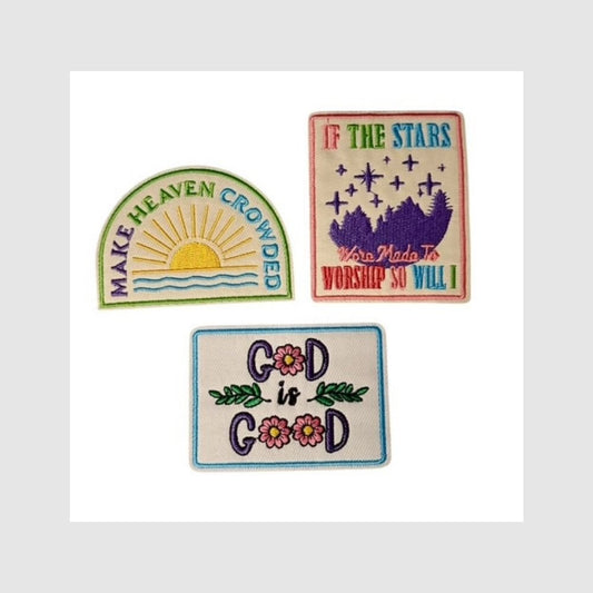 God Is Good Christian Iron-On Patch Set | Set of 3 - What She Said Creatives