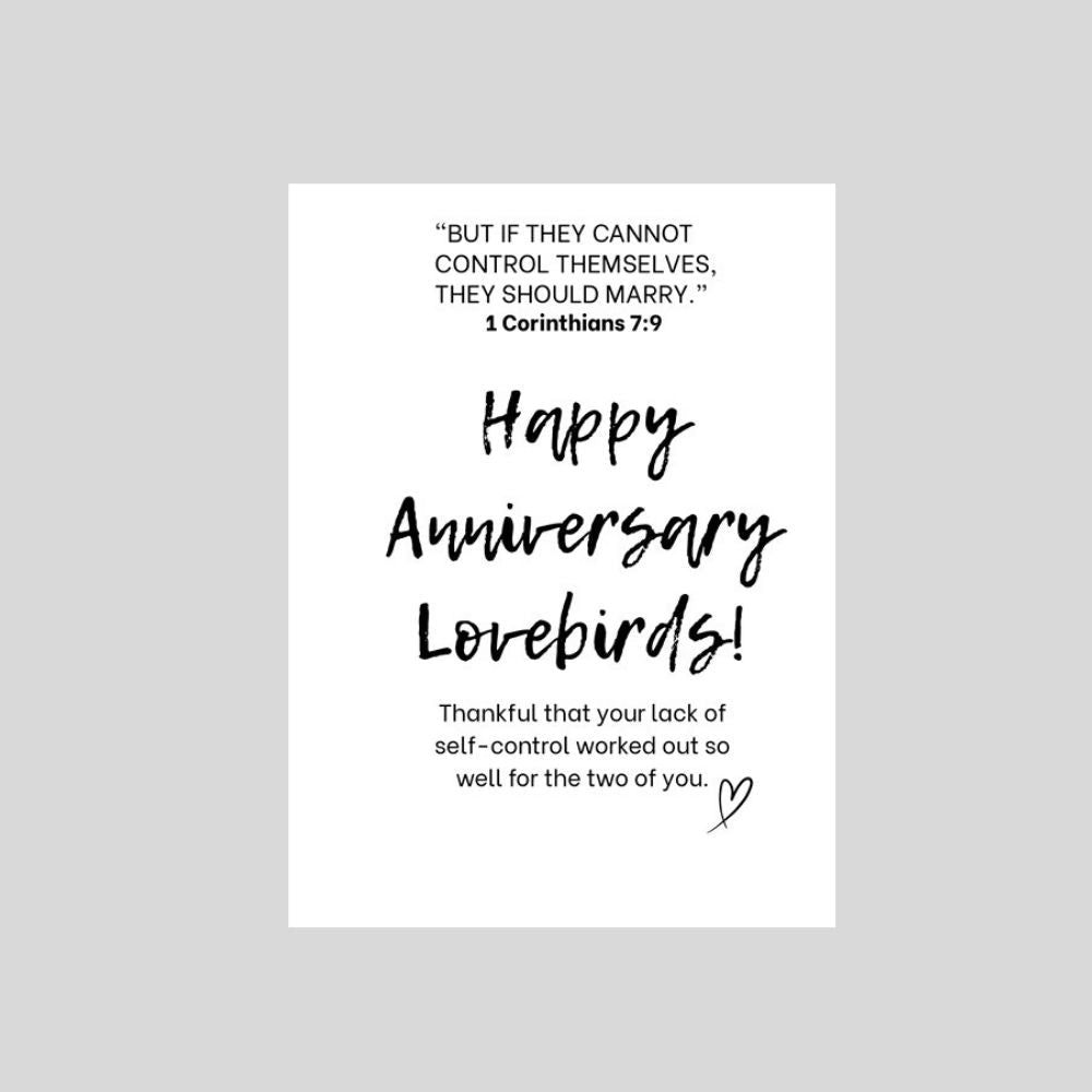 Happy Anniversary Lovebirds - Funny Christian Wedding Anniversary Card - What She Said Creatives