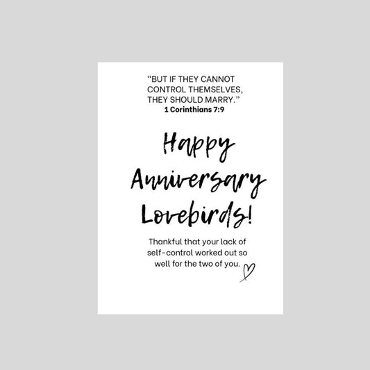 Happy Anniversary Lovebirds - Funny Christian Wedding Anniversary Card - What She Said Creatives
