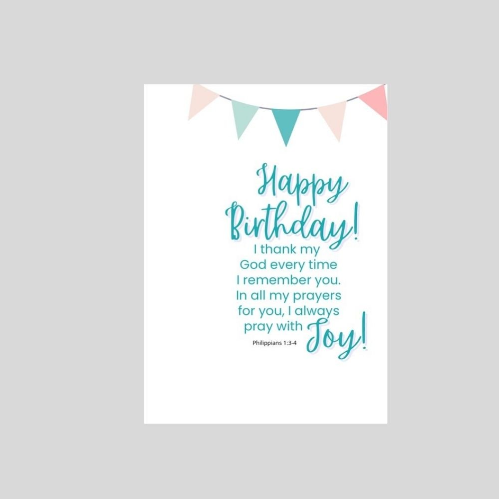 Happy Birthday Christian Card | Philippians 1:3-4 Faith Birthday Greeting - What She Said Creatives