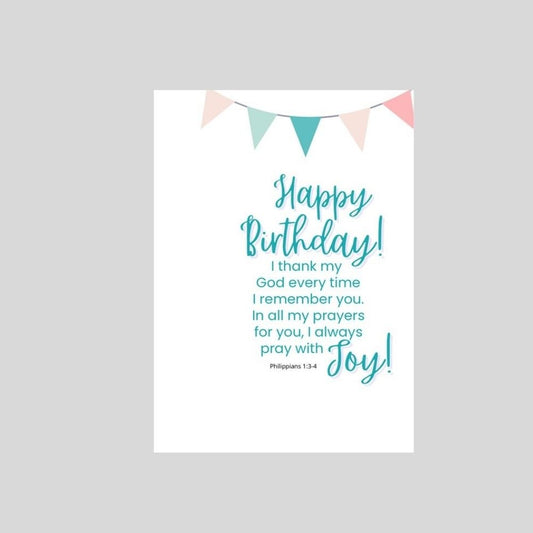 Happy Birthday Christian Card | Philippians 1:3-4 Faith Birthday Greeting - What She Said Creatives