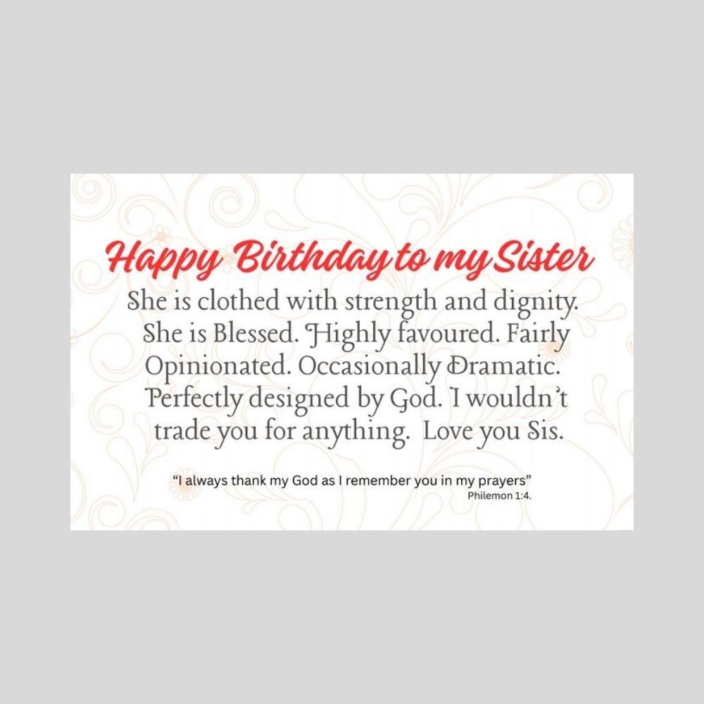 Happy Birthday to my Sister - Faith Filled Birthday Greeting - What She Said Creatives