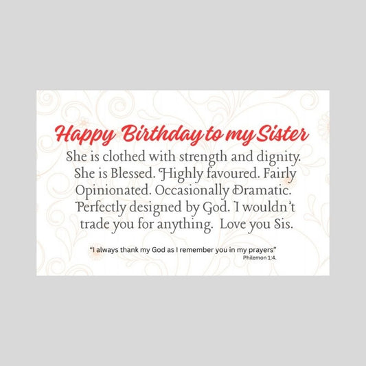 Happy Birthday to my Sister - Faith Filled Birthday Greeting - What She Said Creatives