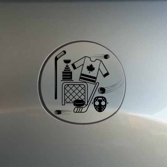 hockey life gas tank door car decal vinyl fuel door decal hockey design applied to vehicle exterior