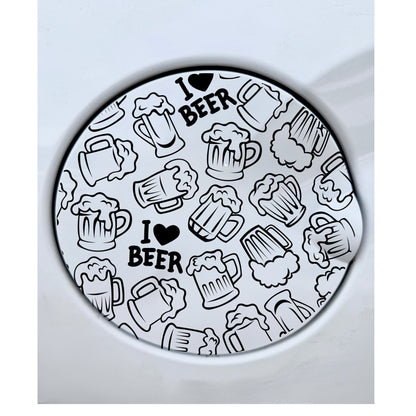 I love beer gas tank door car decal vinyl fuel door decal humorous beer design applied to vehicle exterior
