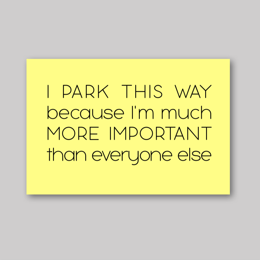 I'm More Important Parking Cards - What She Said Creatives
