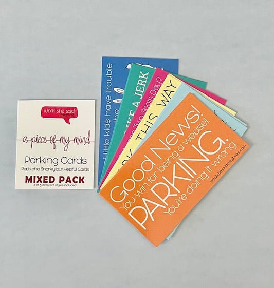 Mixed Pack of Parking Cards - What She Said Creatives