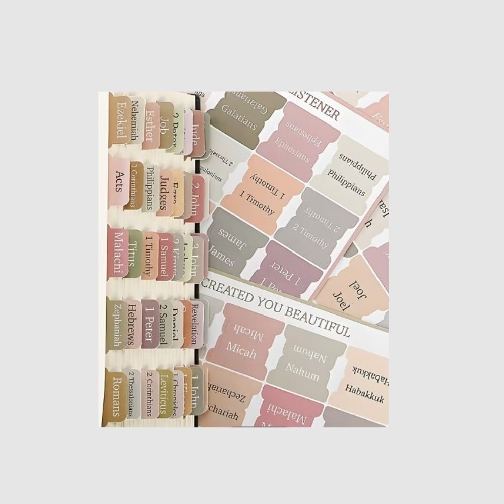 Set of tabs to mark the books of the bible