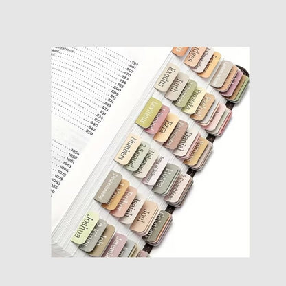 Neutral books of the Bible tabs to mark the place of each book.