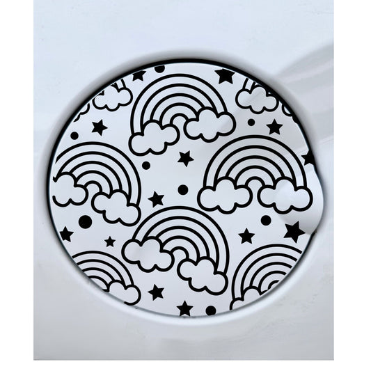 Rainbow gas tank door car decal vinyl fuel door decal colorful design applied to vehicle exterior
