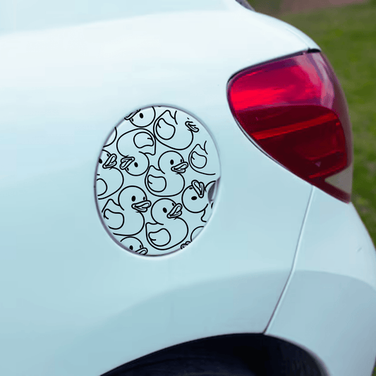 rubber duckies gas tank door car decal vinyl fuel door decal cute duck design applied to vehicle exterior