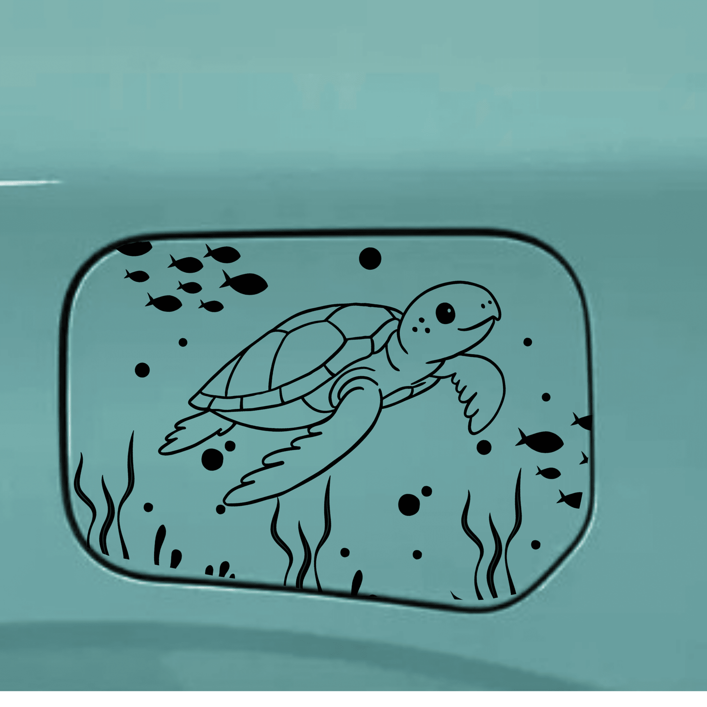 sea turtle gas tank door car decal vinyl fuel door decal ocean turtle design applied to vehicle exterior