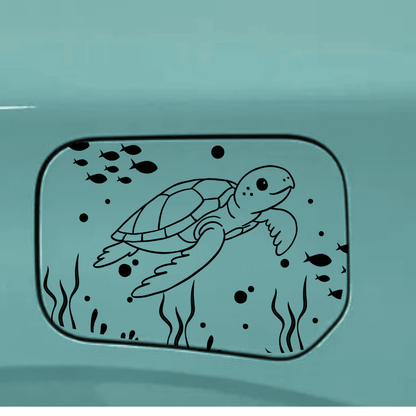 sea turtle gas tank door car decal vinyl fuel door decal ocean turtle design applied to vehicle exterior