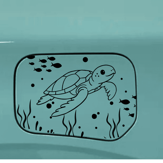 sea turtle gas tank door car decal vinyl fuel door decal ocean turtle design applied to vehicle exterior