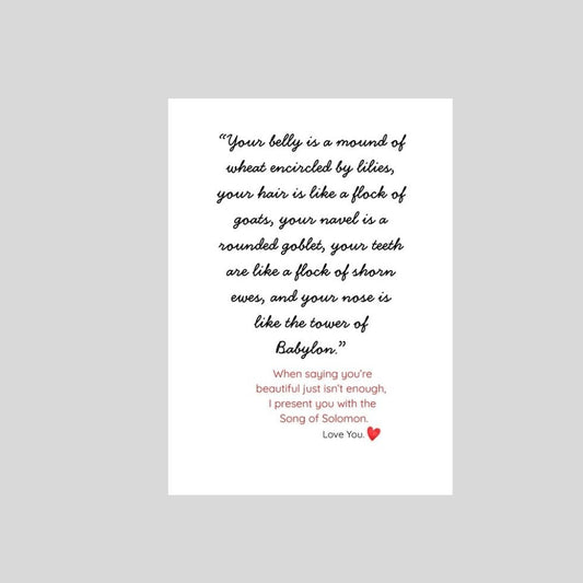 Song of Solomon Compliments - Funny Christian Love Card - What She Said Creatives